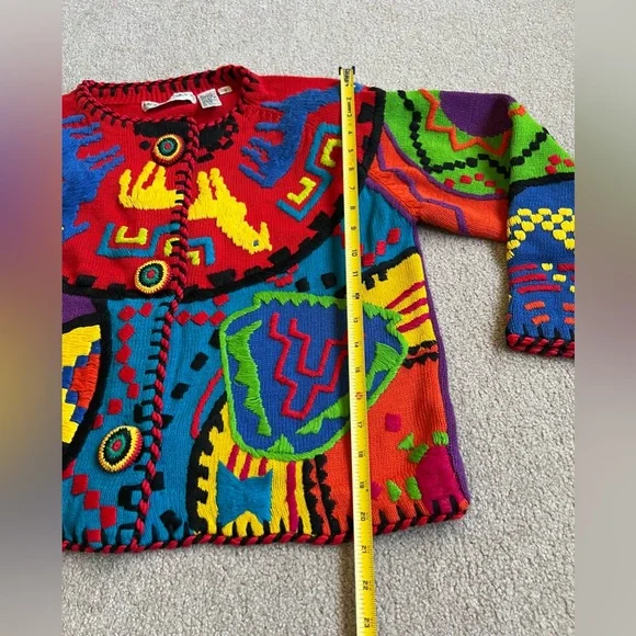 Price FIRM Michael Simon L XL OS Llama Embroidered Sweater Cardigan mothers day - Picture 2 of 6